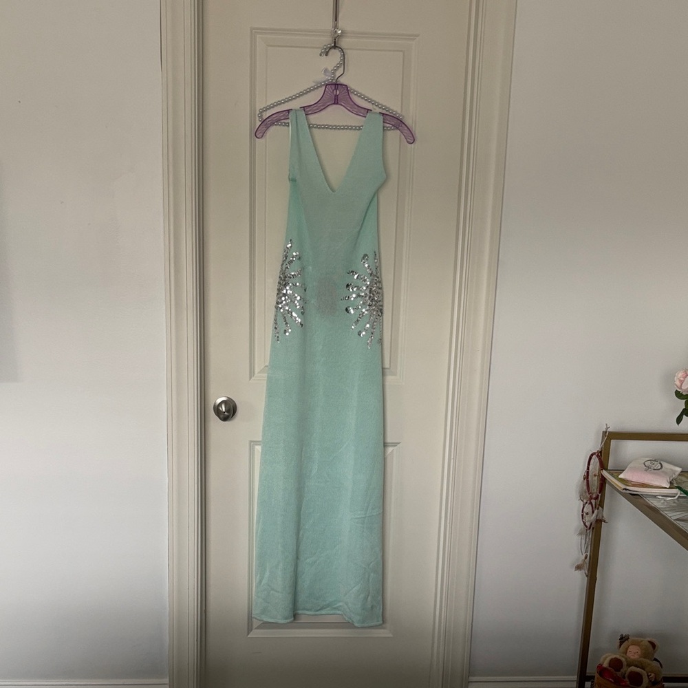 Meshki Ellington knit Maxi Dress with Sequins NWT SZ L Color: LAG